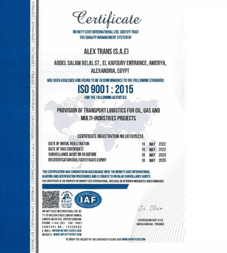 alex trans certifications compliance egypt